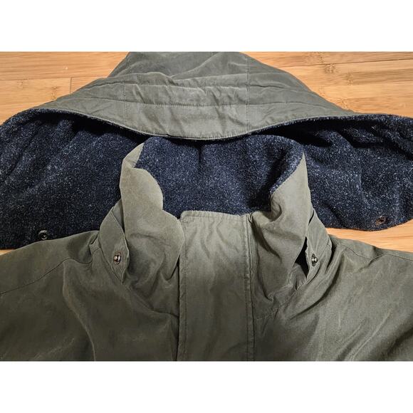 Vintage St Johns Bay Mens Large Parka Jacket Green Quilt Removable Hood Full Zip - Picture 9 of 15